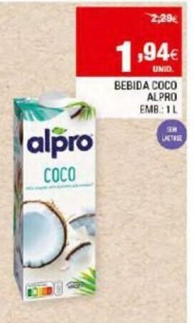 Continente Bebida Coco Alpro 1L promoção
