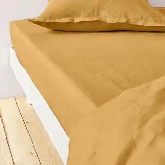 Hôma Lençol ajustável linho ocre 160x200cm promoção