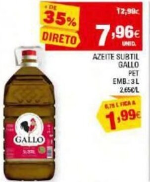 Continente Azeite Subtil Gallo 3L promoção