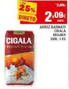 Continente Arroz Basmati Cigala Brajma 1Kg promoção