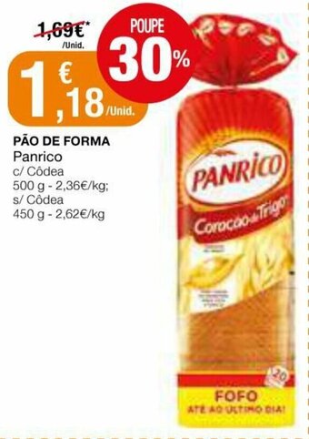 Intermarché Pão de Forma Panrico 500g promoção