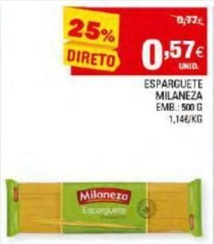 Continente Esparguete Milaneza 500g promoção