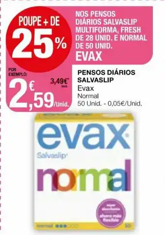 Pensos Diários Salvaslip Evax 50 Unid