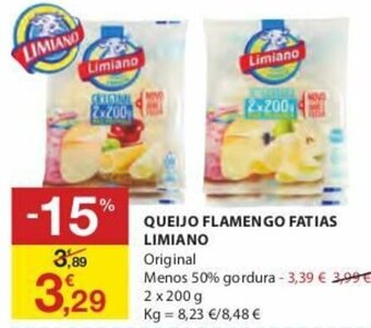 E.Leclerc Queijo Flamengo Fatias Limiano Original 2x200g promoção