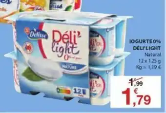 E.Leclerc Iogurte 0% Deli'light Natural 12x125g promoção