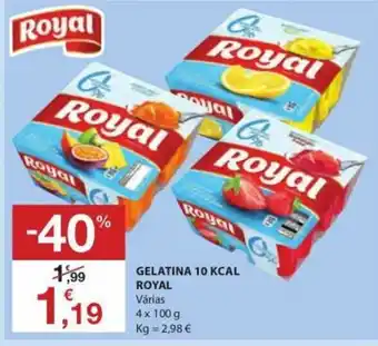 E.Leclerc Gelatina 10 kcal Royal 4x100g promoção