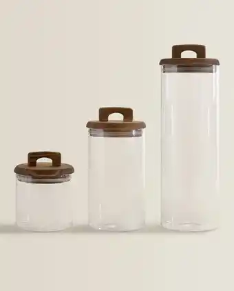 ZARA HOME Pote de armazenamento borossilicato madeira promoção