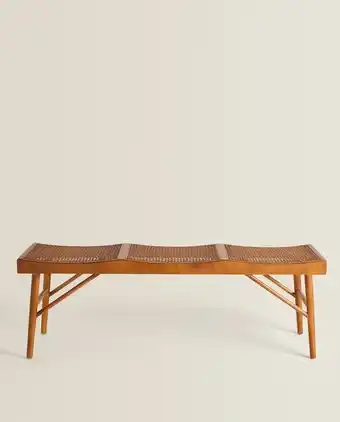 ZARA HOME Banco madeira e ratã promoção