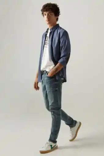 Springfield Jeans slim lavado medio medio claro ensuciado promoção