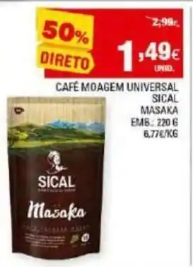 Continente Café Moagem Universal Sical Masaka 220g promoção