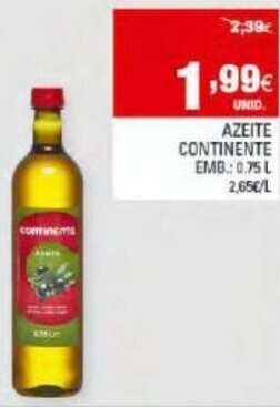 Continente Azeite Continente 0,75L promoção