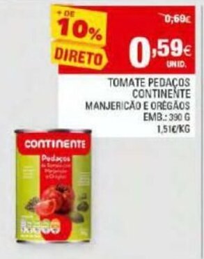 Continente Tomate Pedaços Continente 390g promoção