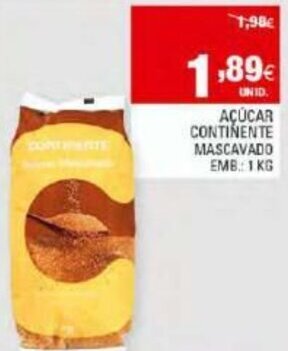Continente Açucar Continente Mascavado 1Kg promoção