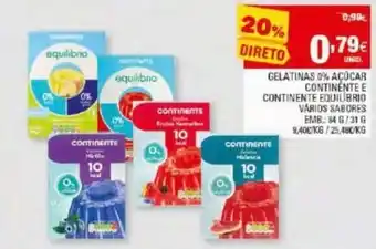 Gelatinas 0% Açucar Continente 54g/31g