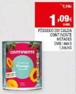 Continente Pêssego em Calda Continente 840g promoção