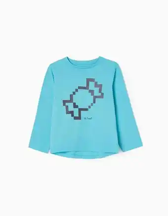 T-shirt de manga comprida em algodão para menina 'candy', azul