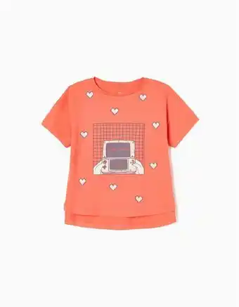 Zippy T-shirt de algodão para menina 'corações', coral promoção
