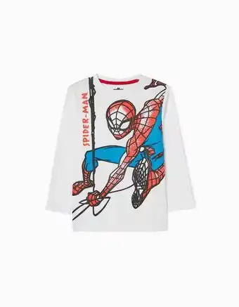 T-shirt de manga comprida em algodão para menino 'spiderman', branco