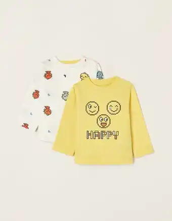 Zippy 2 t-shirts de manga comprida para recém-nascido 'happy', branco/amarelo promoção
