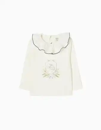 Zippy T-shirt de manga comprida em algodão para bebé menina 'flores', branco promoção
