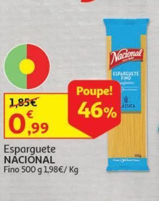 Auchan Esparguete nacional:fino 500 g promoção