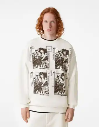 Bershka Sweatshirt crew neck com estampado anime promoção
