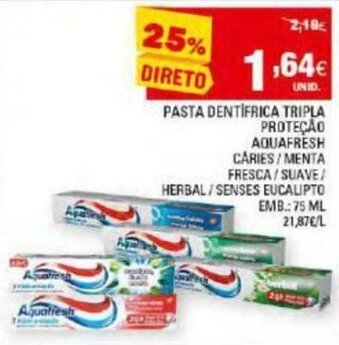 Continente Pasta Dentífrica Tripla Proteção Aquafresh 75ml promoção