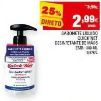 Continente Sabonete Líquido Quick'net Desinfetante de Mãos 300ml promoção