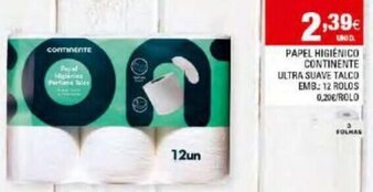 Continente Papel Higiénico Continente 12 Rolos promoção