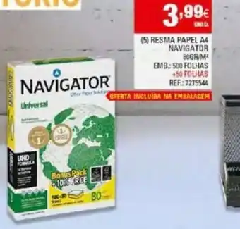 Continente (5) Resma Papel A4 Navigator promoção