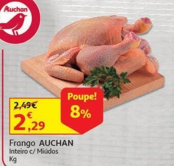 Auchan Frango inteiro auchan:c/miúdos saco 1un kg promoção