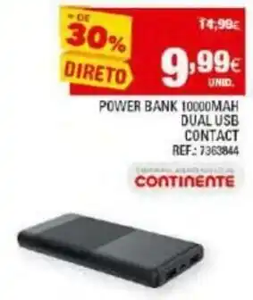 Continente Power Bank 10000MAH Dual USB Contact Ref: 7363844 promoção