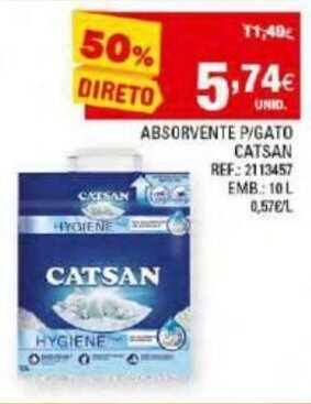 Continente Absorvente P/Gato Catsan 10L promoção