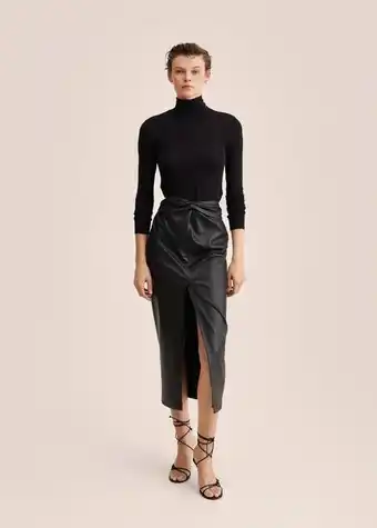 Mango Saia com efeito de pele e abertura promoção