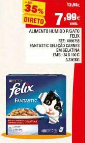 Continente Alimento Humido P/Gato Felix 24x100g promoção