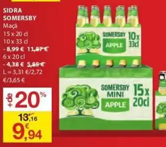 E.Leclerc Sidra Comersby Maçã 15x20cl/ 10x33cl promoção