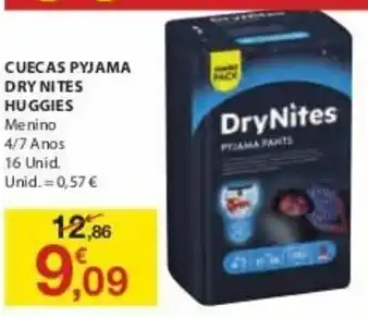 E.Leclerc Cuecas Pyjama Dry Nites Huggies 16 Unid promoção