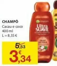 E.Leclerc Ultra Suave Champô Cacau e coco 400ml promoção