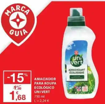 E.Leclerc Univert Amaciador Para Roupa Ecológico 750ml promoção