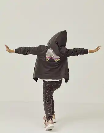 Zippy Casaco com capuz em algodão para menina 'patins', cinza escuro promoção