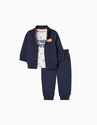 Zippy Conjunto de 3 peças para bebé menino 'level up', azul escuro/branco promoção