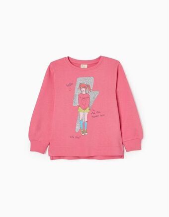 Zippy Sweat de algodão para menina 'relâmpago', rosa promoção