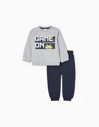 Zippy Fato de treino de algodão para bebé menino 'game on', cinza/azul escuro promoção