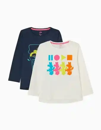 2 t-shirts de algodão para menina 'minnie', branco/azul escuro
