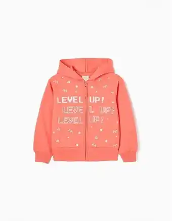 Zippy Casaco com capuz cardado de algodão para menina 'level up', coral promoção