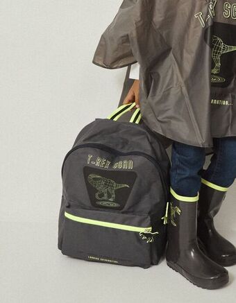 Zippy Mochila para menino 'dinossauro', cinza escuro/verde lima promoção