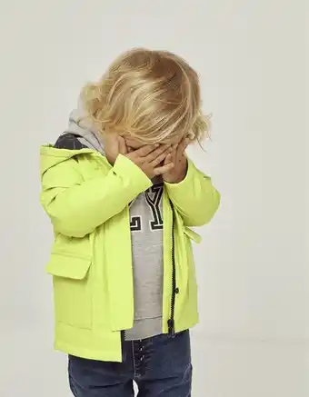 Zippy Parka de borracha com capuz e enchimento para bebé menino, verde lima promoção