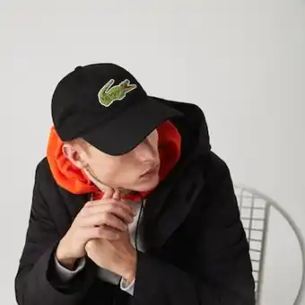Boné em algodão com crocodilo oversize e tira em contraste para homem