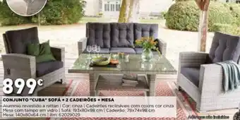 Bricomarché Conjunto "Cuba" Sofá + 2 Cadeirões + Mesa promoção