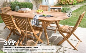 Bricomarché Conjunto 6 Cadeiras sem Braços + Mesa promoção